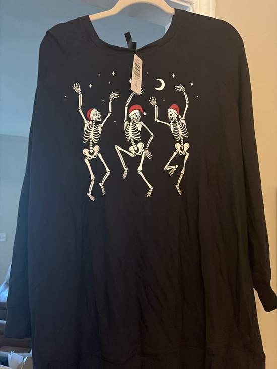 torrid Tops - torrid Black Long-Sleeve Tunic with Dancing Skeletons and Red Hats